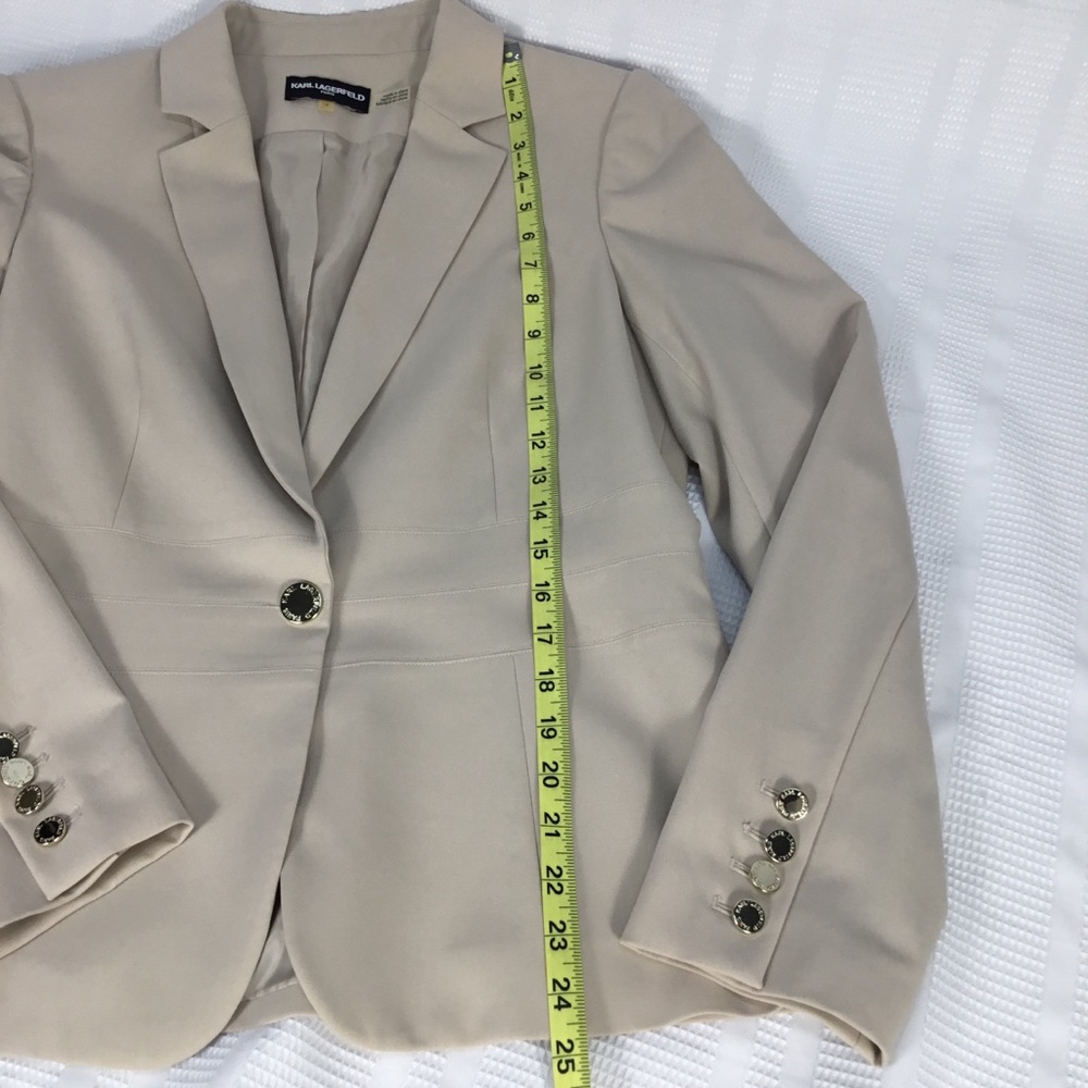Karl Lagerfeld Paris 1 Button Tan Blazer Size 10 - Picture 10 of 15
